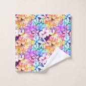 Rainbow Plumeria Hawaii Waterverf Bath Towel Set Bad Handdoek (Wasdoekje)