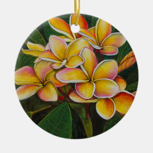 Rainbow Plumeria Keramisch Ornament (Voorkant)