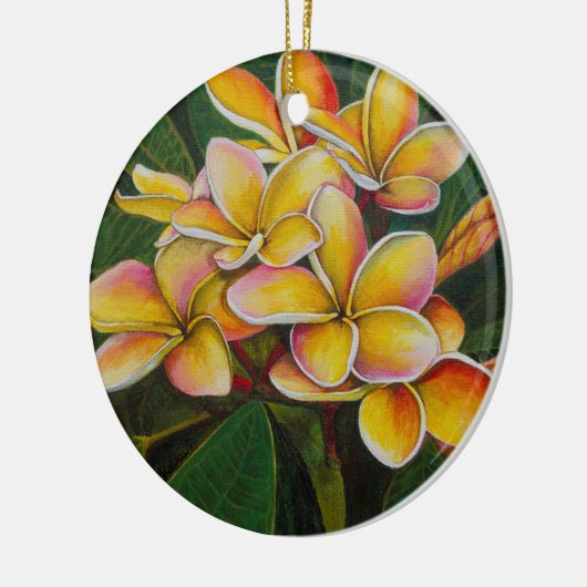 Rainbow Plumeria Keramisch Ornament (Links)