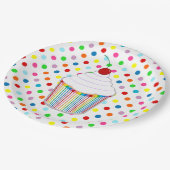 Rainbow Polka Dot Cupcake Papieren Bordje (Gekanteld)