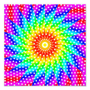 Rainbow Polka Dot Kaleidoscope Mandala Foto Afdruk