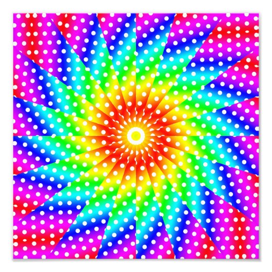 Rainbow Polka Dot Kaleidoscope Mandala Foto Afdruk (Voorkant)