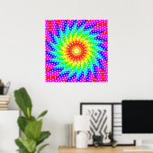 Rainbow Polka Dot Kaleidoscope Mandala Poster (Thuiskantoor)