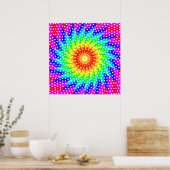 Rainbow Polka Dot Kaleidoscope Mandala Poster (Keuken)