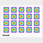 Rainbow Polka Dot Kaleidoscope Mandala Vierkante Sticker (Vel)