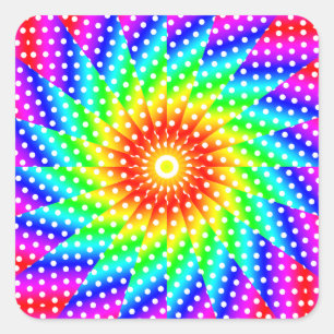 Rainbow Polka Dot Kaleidoscope Mandala Vierkante Sticker
