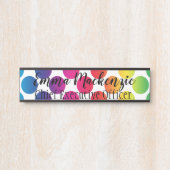 Rainbow Polka Dot Kantoor Deuren Sign Name Bord Deurbordje (Voorkant)