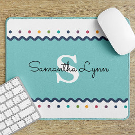  Rainbow Polka Dot Monogrammed Muismat