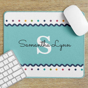 Rainbow Polka Dot Monogrammed Muismat