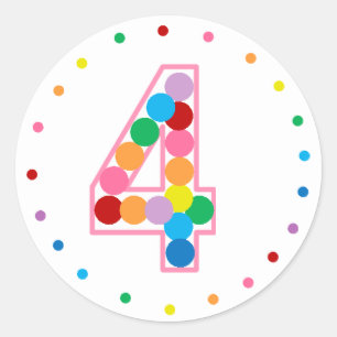 Rainbow Polka dot nummers of leeftijden Ronde Sticker