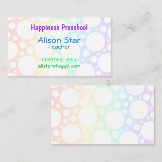 Rainbow Polka Dot Visitekaartjes (Voorkant / Achterkant)