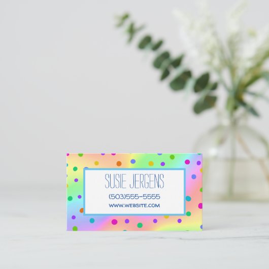 Rainbow Polka Dot  Visitekaartjes (Staand voorkant)
