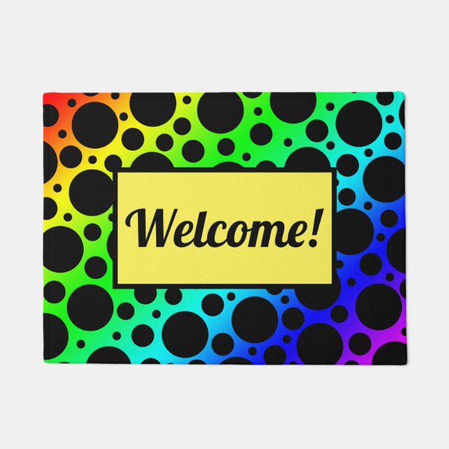 Rainbow Polka Dot Welcome Doormat Deurmat (Voorkant)