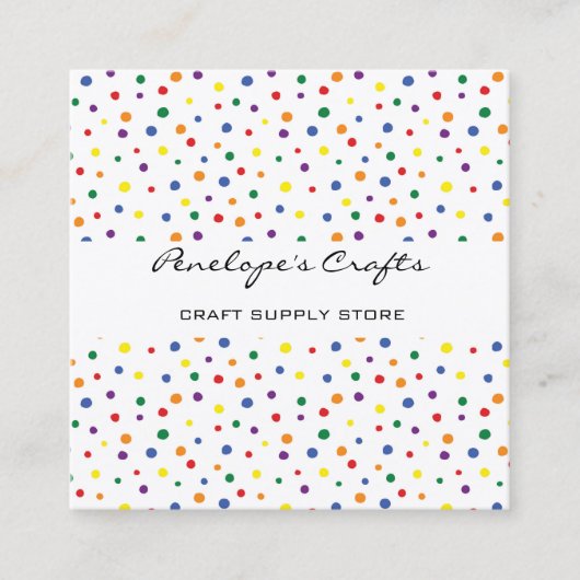 Rainbow Polka Dots Abstract Square Visitekaartje (Voorkant)