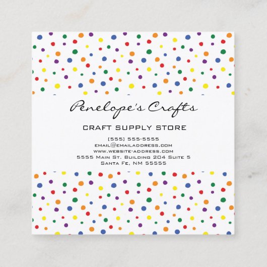 Rainbow Polka Dots Abstract Square Visitekaartje (Achterkant)