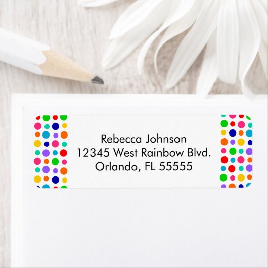 Rainbow Polka Dots Adreslabel Etiket (Insitu)
