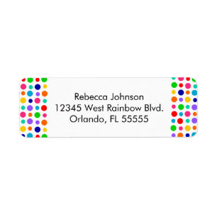 Rainbow Polka Dots Adreslabel Etiket