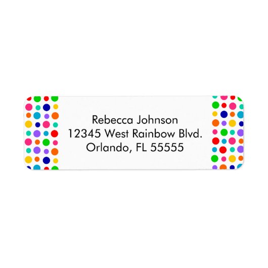 Rainbow Polka Dots Adreslabel Etiket (Voorkant)
