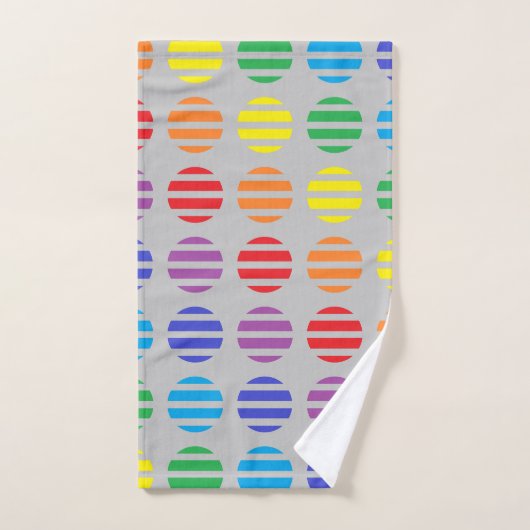 Rainbow Polka Dots and Stripes Silver Bad Handdoek (Handdoek)