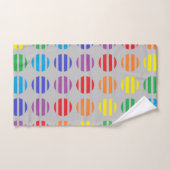 Rainbow Polka Dots and Stripes Silver Bad Handdoek (Handdoek)