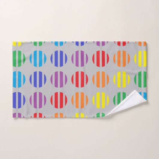 Rainbow Polka Dots and Stripes Silver Bad Handdoek (Handdoek)