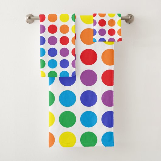 Rainbow Polka Dots Bad Handdoek (Insitu)