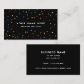 Rainbow Polka Dots Black Confetti Pattern Visitekaartje (Voorkant / Achterkant)