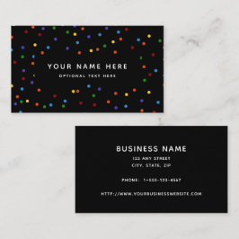 Rainbow Polka Dots Black Confetti Pattern Visitekaartje