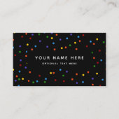 Rainbow Polka Dots Black Confetti Pattern Visitekaartje (Voorkant)