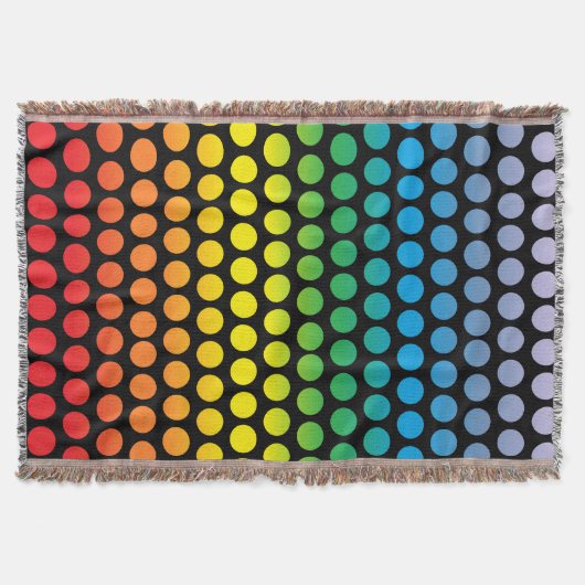 Rainbow Polka Dots - Black Deken (Voorkant)