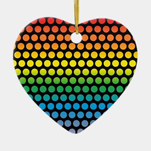 Rainbow Polka Dots Black Keramisch Ornament (Voorkant)