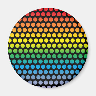 Rainbow Polka Dots Black Magneet
