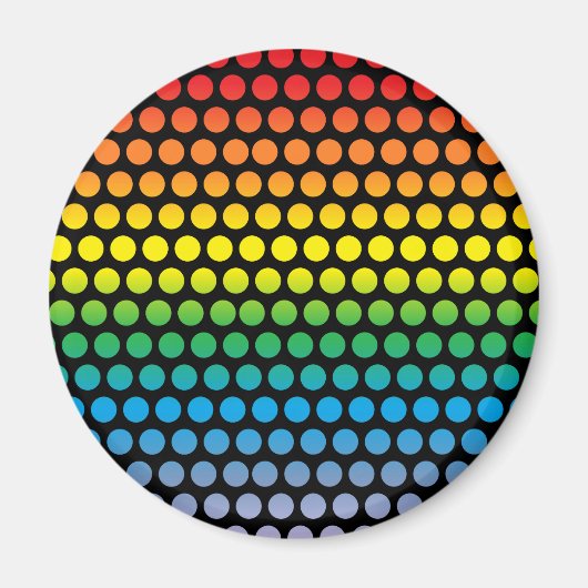 Rainbow Polka Dots Black Magneet (Voorkant)