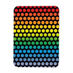 Rainbow Polka Dots Black Magneet