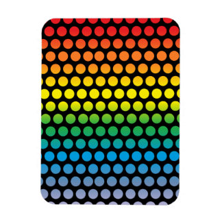 Rainbow Polka Dots Black Magneet