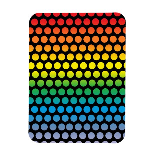 Rainbow Polka Dots Black Magneet (Verticaal)
