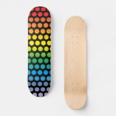 Rainbow Polka Dots Black Skateboard (Voorkant)