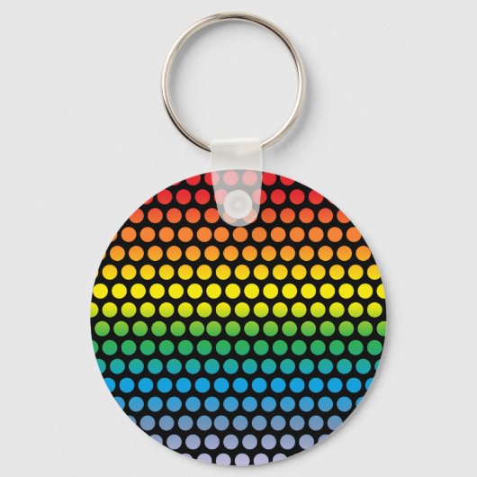 Rainbow Polka Dots Black Sleutelhanger (Voorkant)