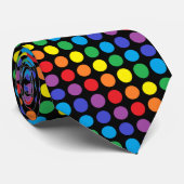 Rainbow Polka Dots Black Stropdas (Opgerold)