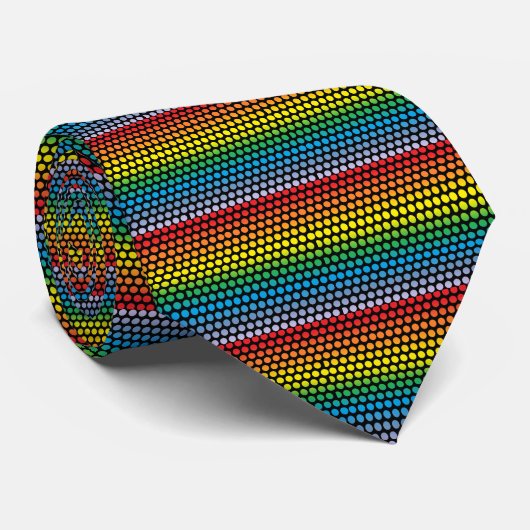 Rainbow Polka Dots Black Stropdas (Opgerold)