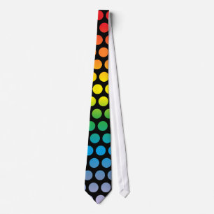 Rainbow Polka Dots Black Stropdas