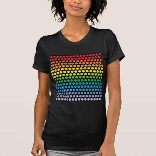 Rainbow Polka Dots Black T-shirt (Voorkant)