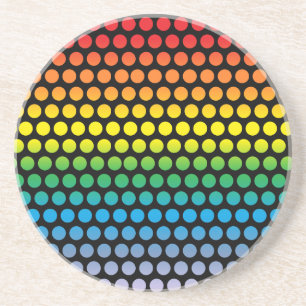 Rainbow Polka Dots Black Zandsteen Onderzetter