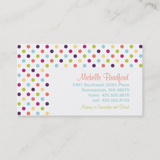 Rainbow Polka Dots Calling Card Contactkaartje (Voorkant)