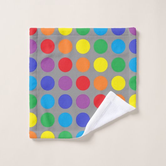 Rainbow Polka Dots Charcoal Bad Handdoek (Wasdoekje)
