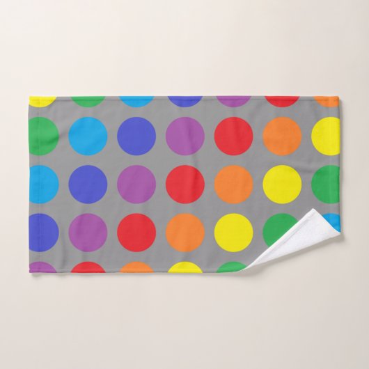 Rainbow Polka Dots Charcoal Bad Handdoek (Handdoek)