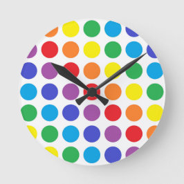 Rainbow Polka Dots Clock Ronde Klok