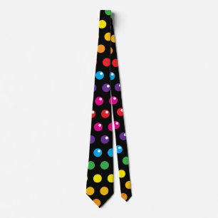 Rainbow Polka Dots Clown Funny Black Stropdas