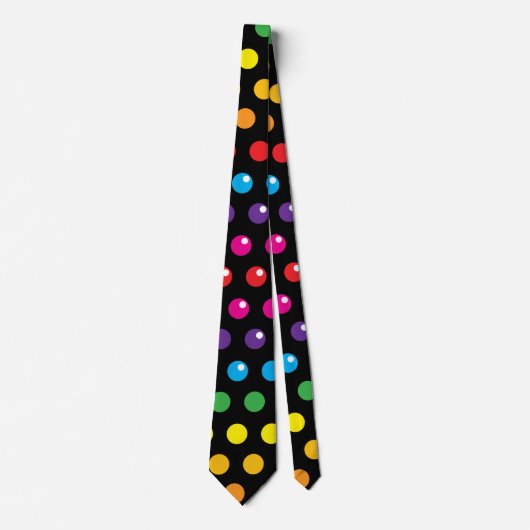 Rainbow Polka Dots Clown Funny Black Stropdas (Voorkant)