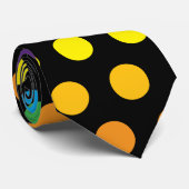 Rainbow Polka Dots Clown Funny Black Stropdas (Opgerold)